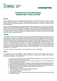 The Continuous Drying of Active Pharmaceutical Ingredients Using a Twin Screw Extruder front page preview
                    